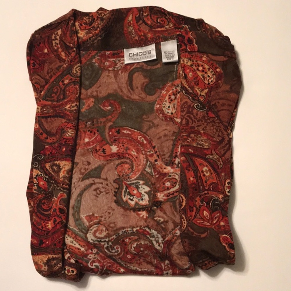 Chico's Brown Paisley Open Front Women's Jacket